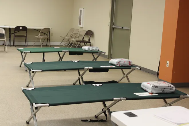 Cot setup for emergency shelter operations