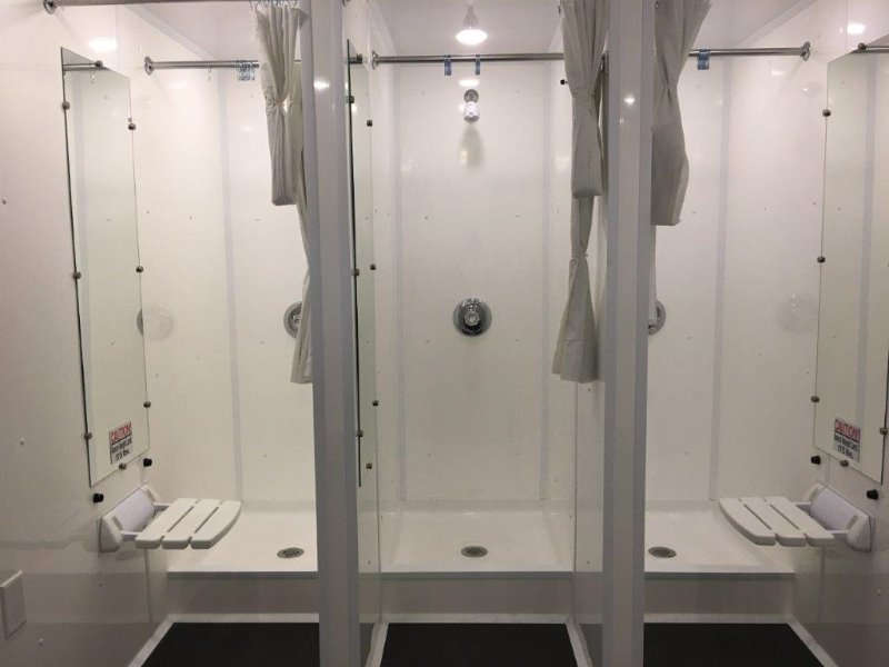 Shower trailer basecamp setup