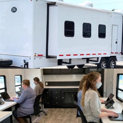 Mobile command center tent setup