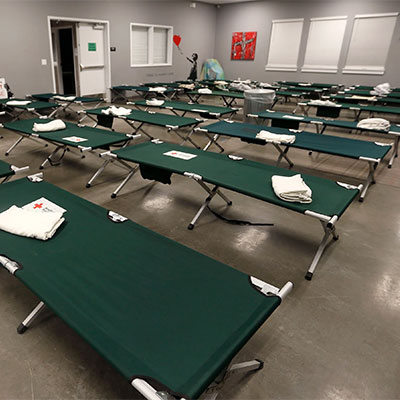 Emergency cot deployment for shelters and basecamps