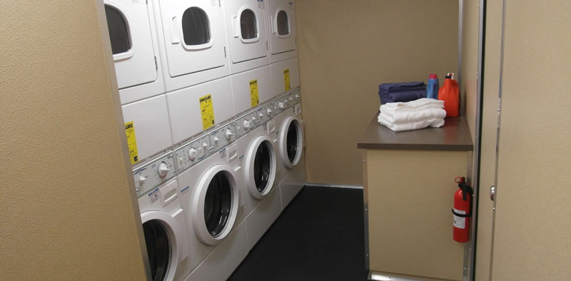 Laundry trailer setup for basecamp operations