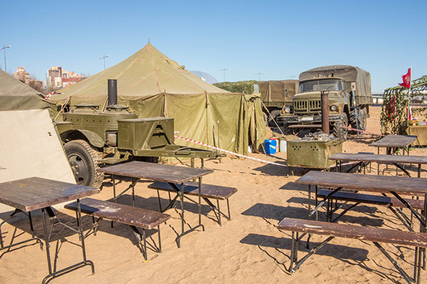Dining and kitchen setup for basecamp
