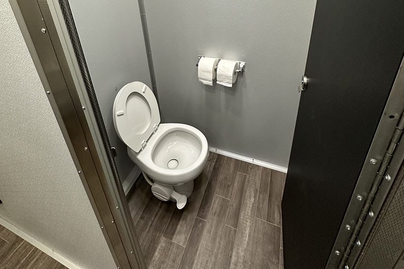 Portable restroom deployment interior